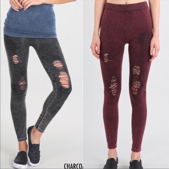 Nikibiki Pants - 🆕 CHARCOAL DESTROYED LEGGINGS 🖤LAST PAIR🖤